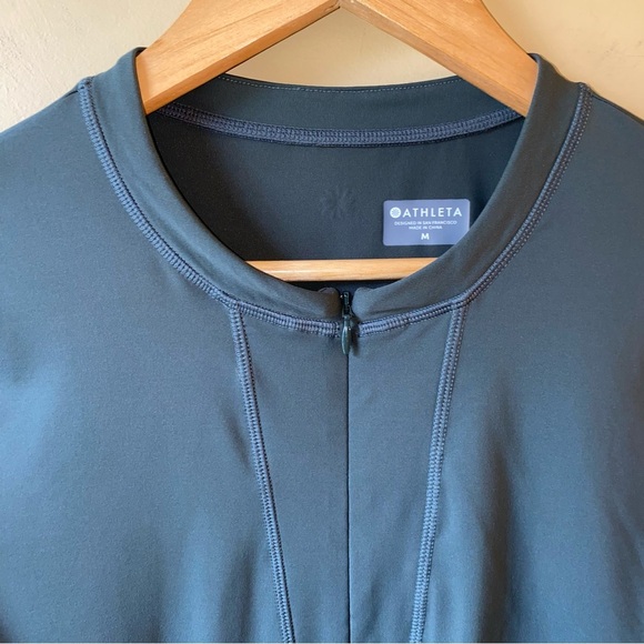 Athleta Women Drawstring Ruched 1/2 Zip Long Sleeve Rashguard Swim Top Medium - Picture 3 of 14